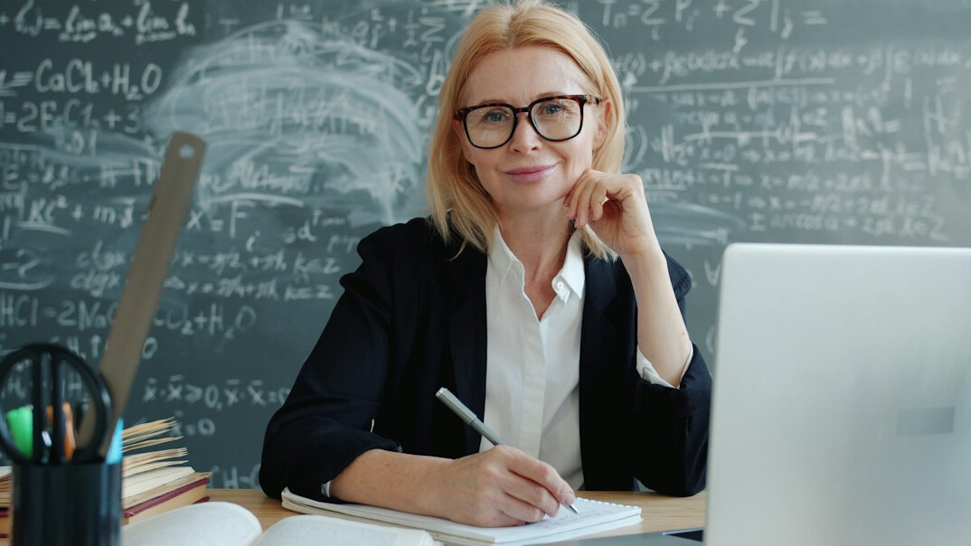 middle aged person studying