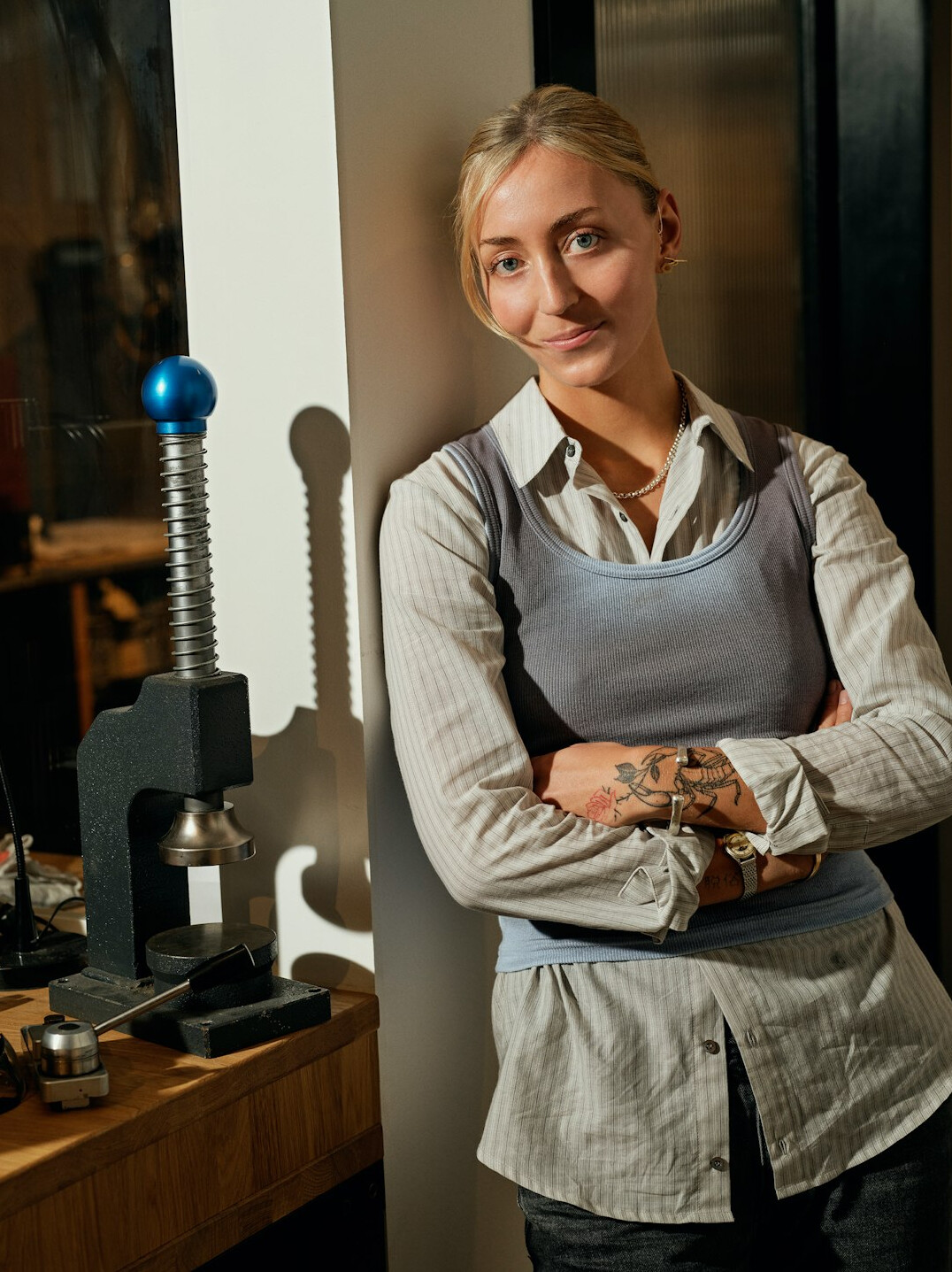 mature woman in workshop