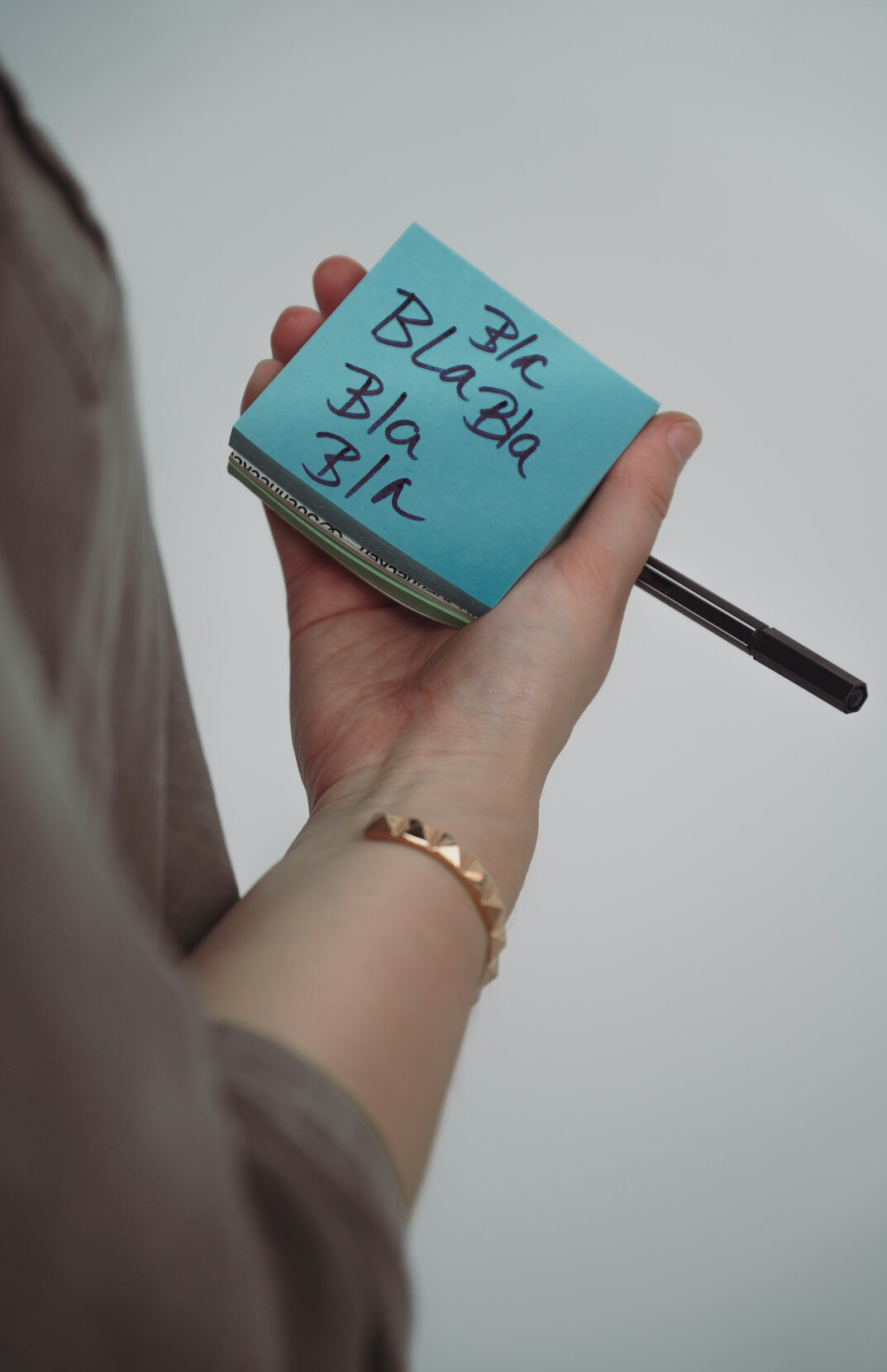 person reflecting on notes